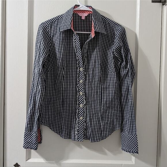 Lilly Pulitzer Tops - Lilly Pulitzer Black & White Gingham Button Down Shirt